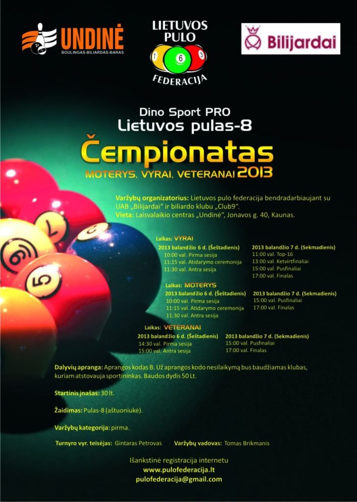 Dino Sport PRO Lietuvos pulas-8 čempionatas 2013